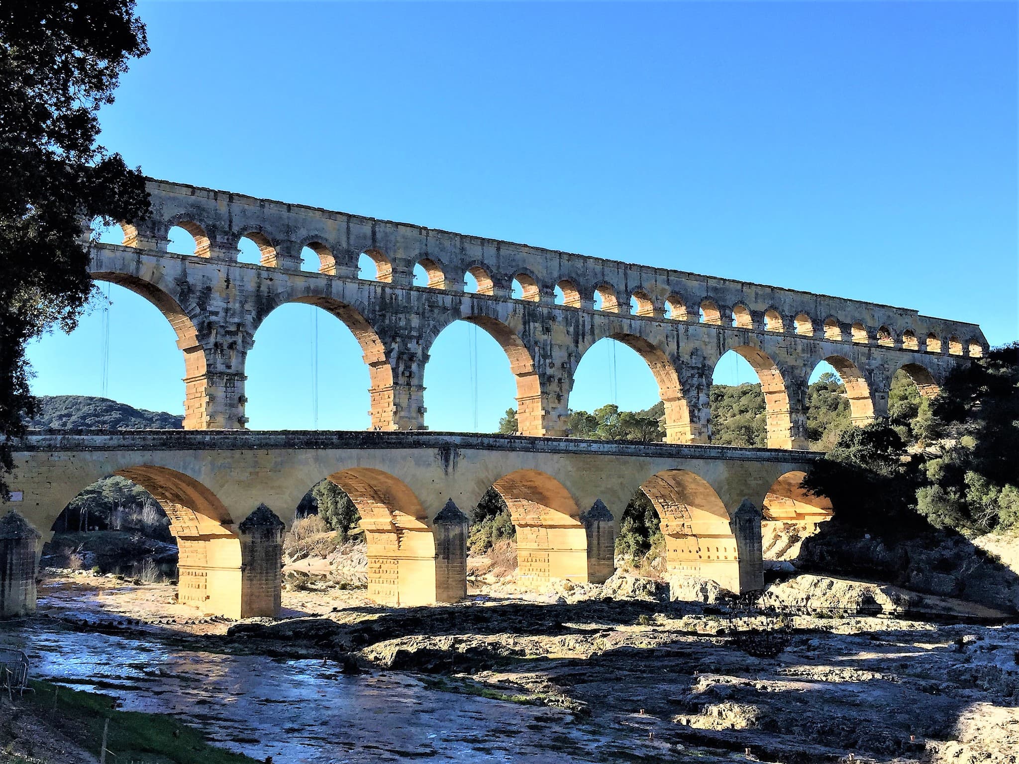 Photo of famous Roman aqueduct the Pont du Gard located in the Provence region of France.