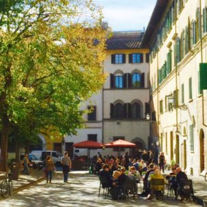 Around Santo Spirito Cathedral and its square is where to stay in Florence neighborhoods in Oltarno for great places to eat and socialize at the Cathedral's piazza in Oltrarno