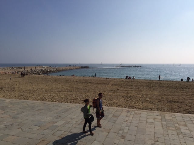 Barceloneta is where to stay in Barcelona neighborhoods to walk the 6 mile promenade and enjoy the sea.