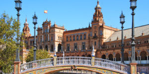 A view of Plaza de Espaa, in Seville, Spain